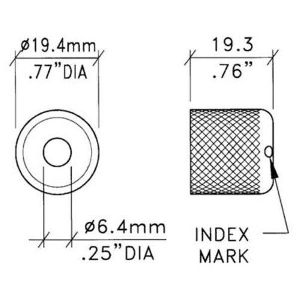 Main product image for Penn-Elcom M1320K Brass Amplifier Knob Black 240-211